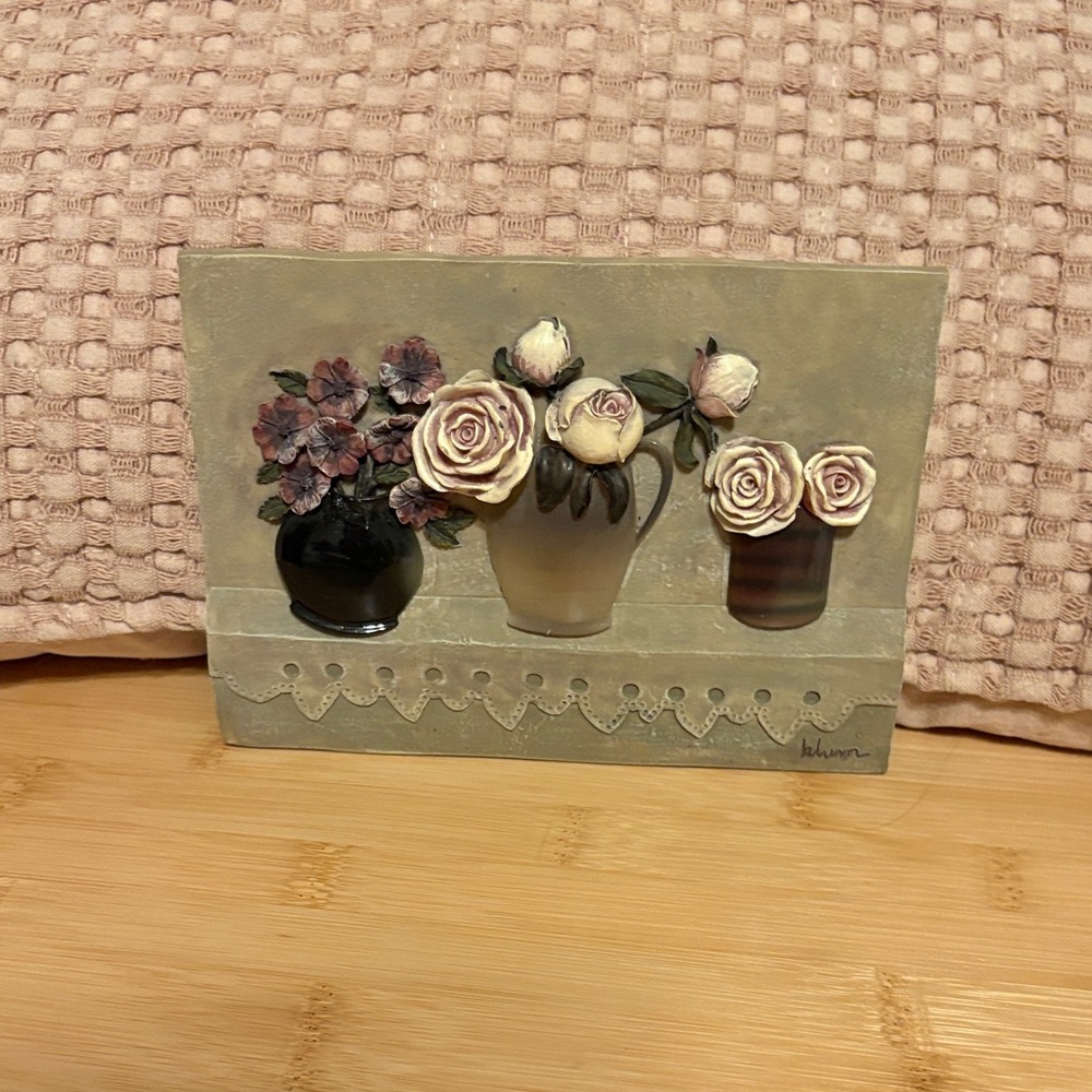Vintage Cheri Blum Floral Resin Wall Art